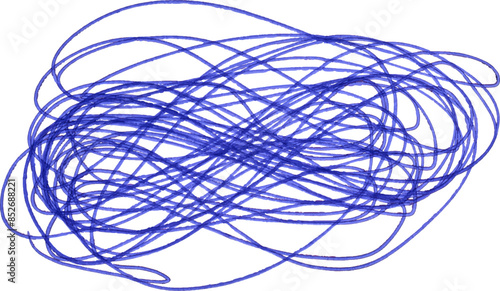 Drawn doodles with blue ballpoint pen on isolated background