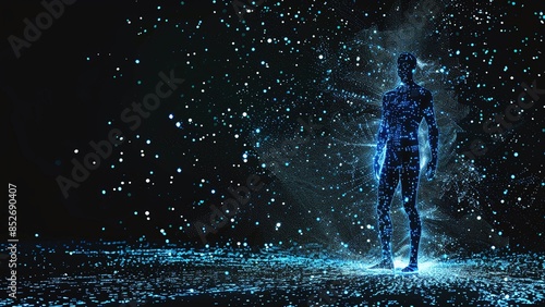 3D Particle Artificial Intelligence Digital Man Concept Background © boc747