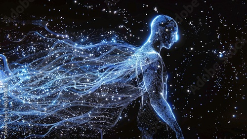 3D Particle Artificial Intelligence Digital Man Concept Background