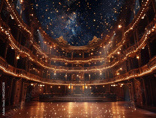Zodiac Seating under LED Galaxy: A Celestial Theater Experience photo