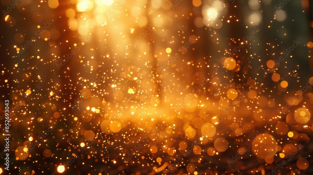 Obraz premium photograph of gold particles of nature sunset and feelings