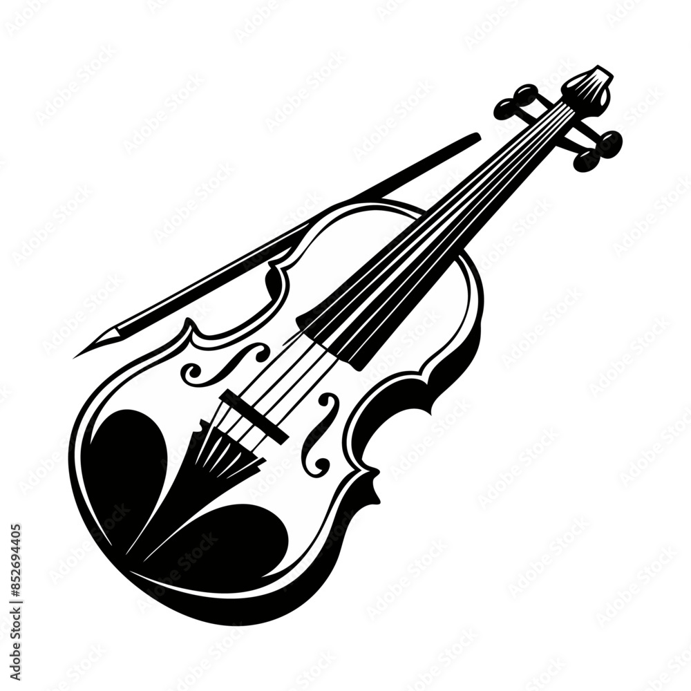 Obraz premium violin and bow on white background 