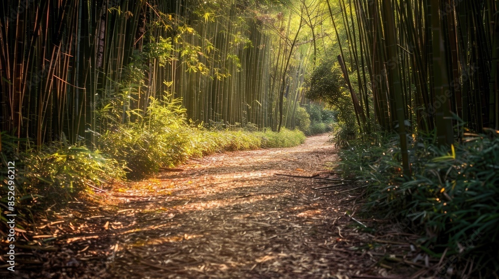 Fototapeta premium Walking Trail Near Bamboo Forest