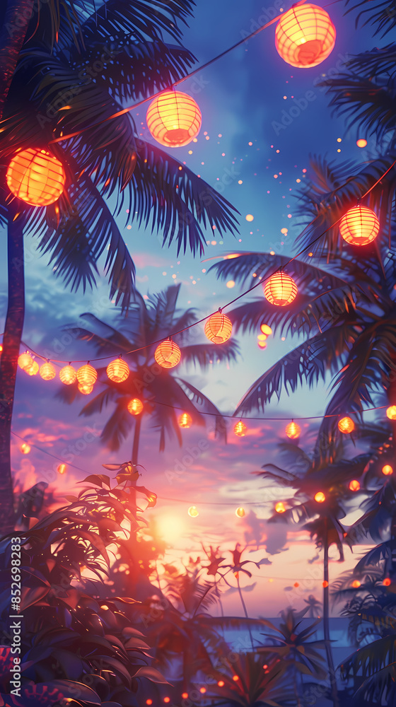 Tropical island party chandelier decoration Tropical island party chandelier decoration