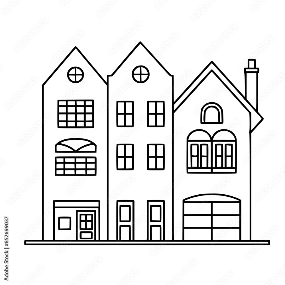 Fototapeta premium home outline, line art house, line art print, HOUSE clipart, cute house svg, lake house svg, Line Art, house, home, icon, building, estate, symbol, construction, architecture, vector, real, roof, wind