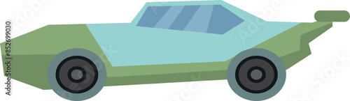 Flat isolated green car. Cartoon race car illustration vector.
