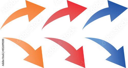 シンプルな矢印のアイコン　グラデーション　セット　イラスト　素材