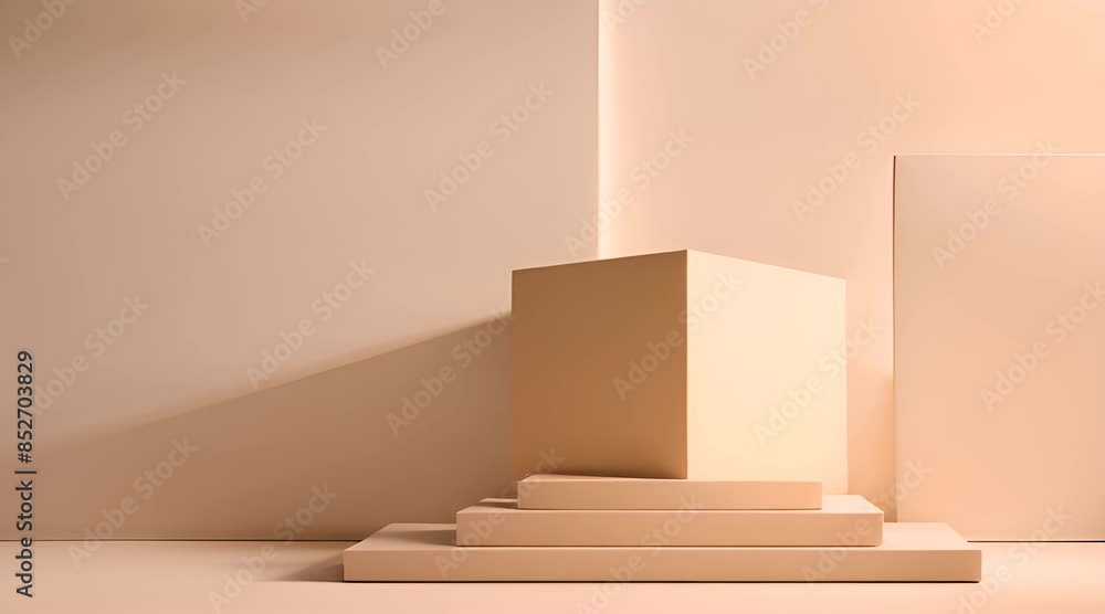Natural stone podium mock up for cosmetics, products, perfumes or jewellery Beige colour background. Natural stone podium mock up for cosmetics, products, perfumes or jewellery Beige colour background.