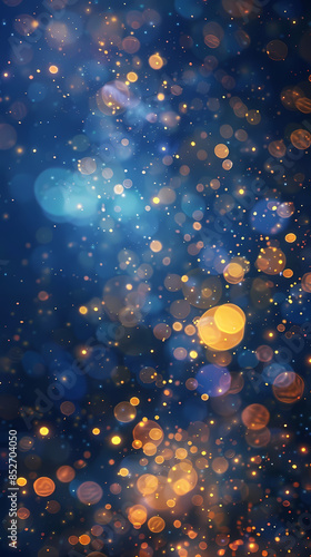Gold and blue abstract bokeh lights background