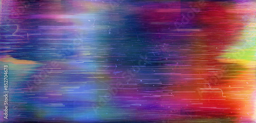 Dark computer screen with pixel noise all over the image and colorful glitches on the side.