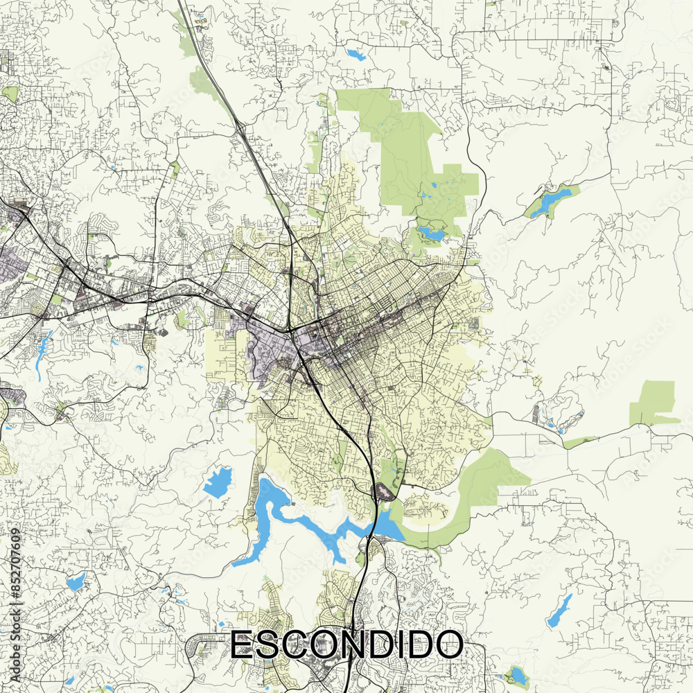 Fototapeta premium Escondido, California, USA map poster art