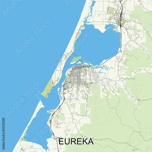 Eureka, California, USA map poster art