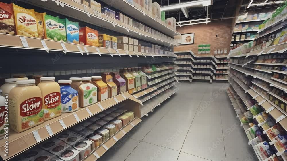 Slow camera movement along the dairy shelf Slow camera movement along the dairy shelf