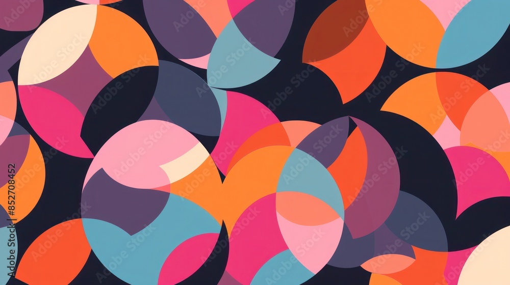 Retro-inspired overlapping circles in a colorful palette Retro-inspired overlapping circles in a colorful palette