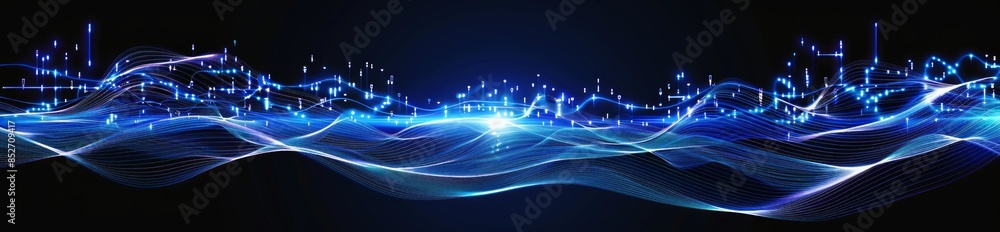 Abstract Blue Wave with Glittering Lights Abstract Blue Wave with Glittering Lights