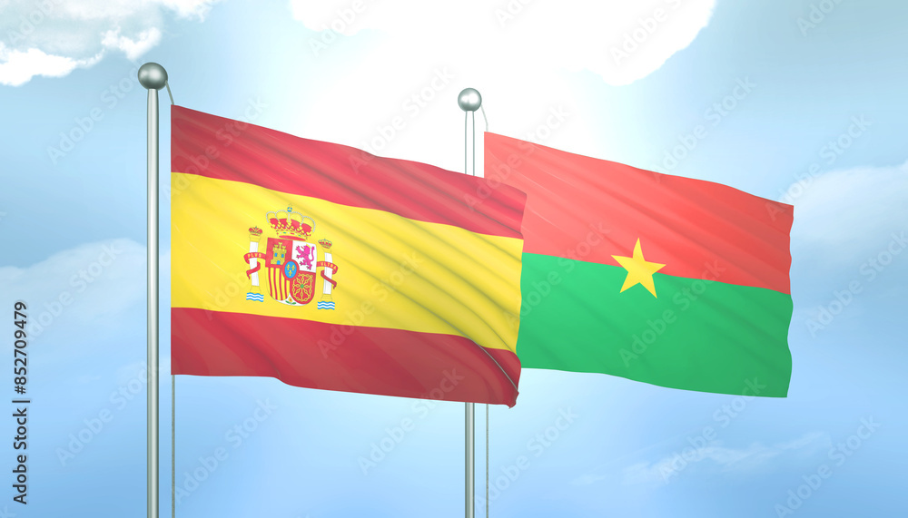Spain and Burkina Faso Flag Together A Concept of Relations Spain and Burkina Faso Flag Together A Concept of Relations