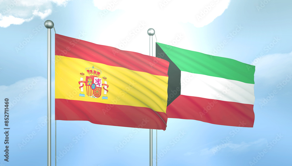 Spain and Kuwait Flag Together A Concept of Relations Spain and Kuwait Flag Together A Concept of Relations