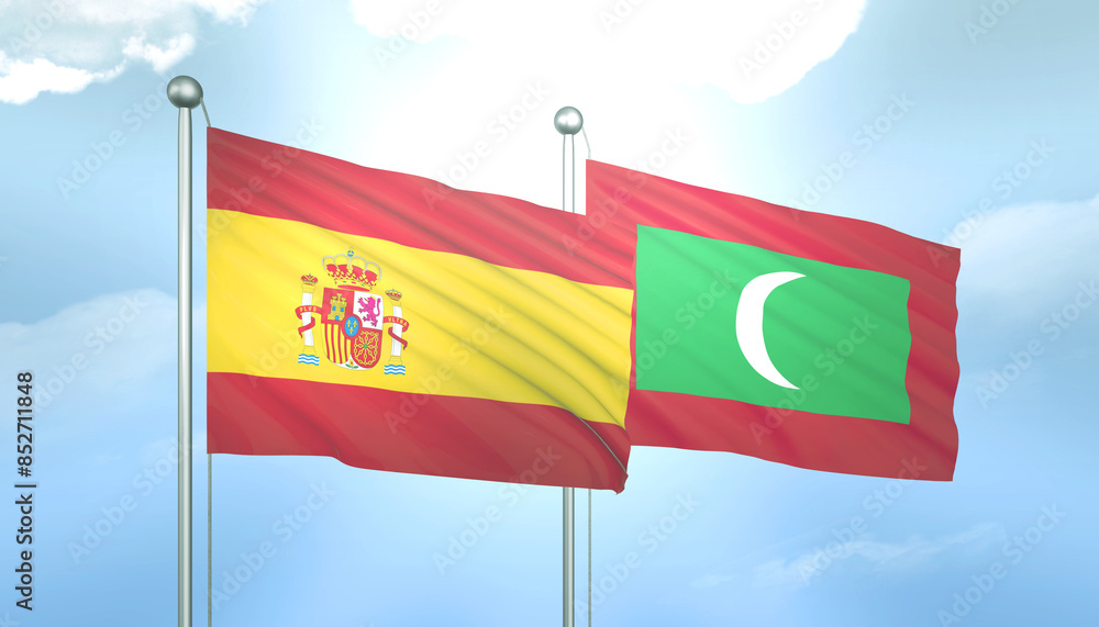 Spain and Maldives Flag Together A Concept of Relations Spain and Maldives Flag Together A Concept of Relations