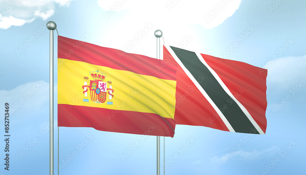 Spain and Trinidad Tobago Flag Together A Concept of Relations Spain and Trinidad Tobago Flag Together A Concept of Relations
