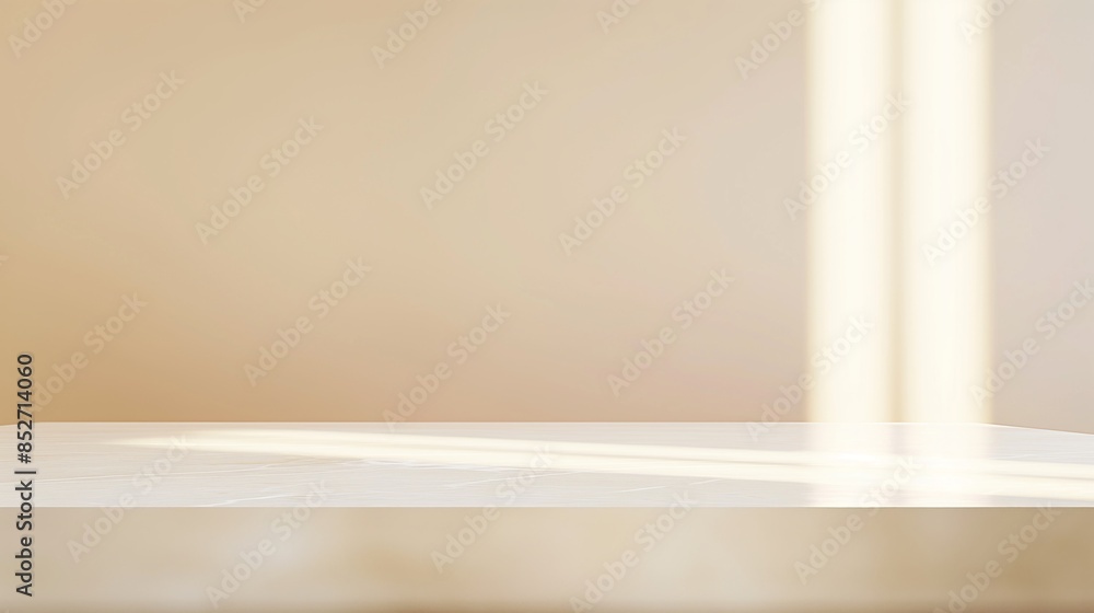 Abstract beige studio background for product presentation. Empty room with shadows of window. Display product with blurred backdrop. potted plant Abstract beige studio background for product presentation. Empty room with shadows of window. Display product with blurred backdrop. potted plant