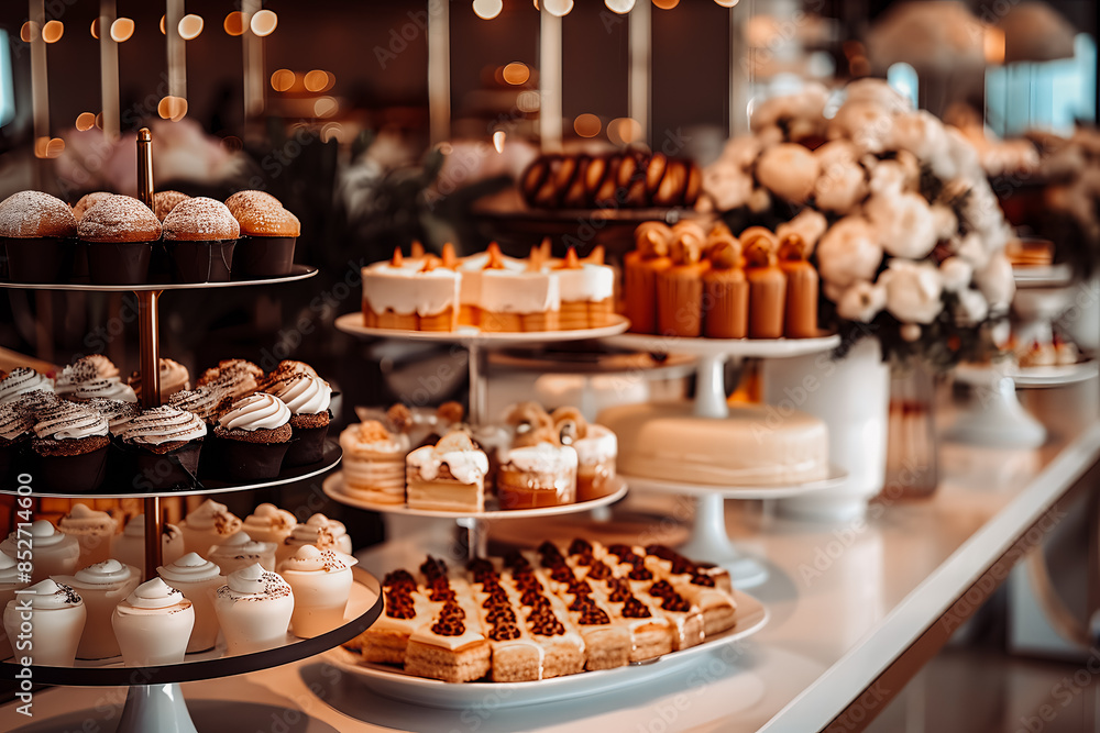 Buffet de desserts, étal de pâtisserie Buffet de desserts, étal de pâtisserie
