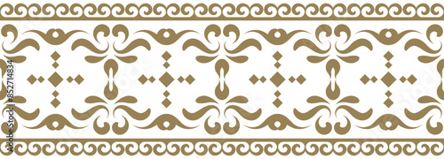 Ethnic border ornament. Geometric ethnic oriental seamless pattern. Gold stripe vector illustration. Native American Mexican African Indian tribal. Design border, textile, fabric, clothing, carpet.