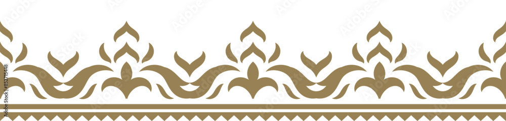 Obraz premium Ethnic border ornament. Geometric ethnic oriental seamless pattern. Gold stripe vector illustration. Native American Mexican African Indian tribal. Design border, textile, fabric, clothing, carpet.