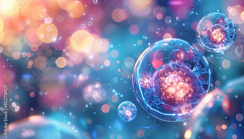 Cells under Human system illustration on blur background photo