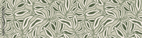 Abstract floral palm leaves seamless pattern Matisse style.