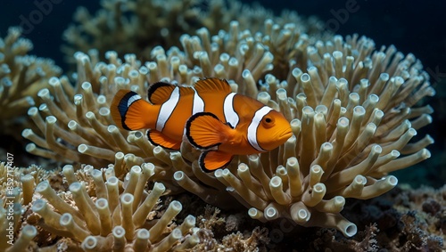  About the symbiotic relationship between clownfish and sea anemones in a coral reef  ai_generated © Haroon