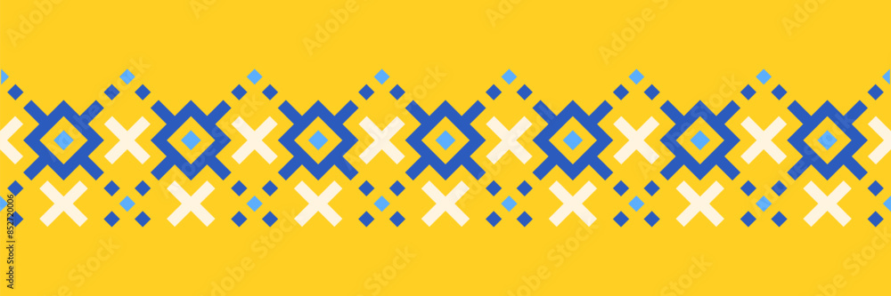 Repeating seamless border pattern, Ukrainian ethnic traditional design, vector illustration, flat style Repeating seamless border pattern, Ukrainian ethnic traditional design, vector illustration, flat style