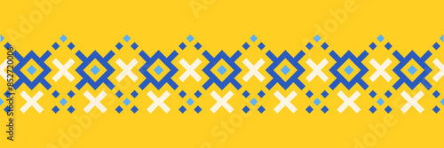 Repeating seamless border pattern, Ukrainian ethnic traditional design, vector illustration, flat style