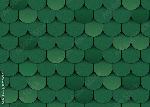 Seamless pattern of green soft roofing with beaver tail texture. Roof of the house top view. Vector illustration