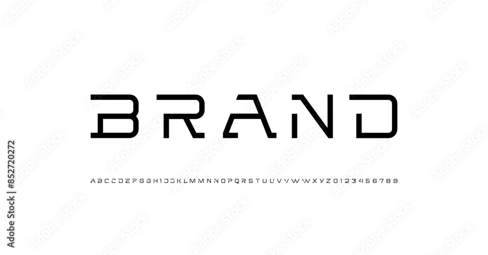 Obraz premium Digital modern alphabet technology font