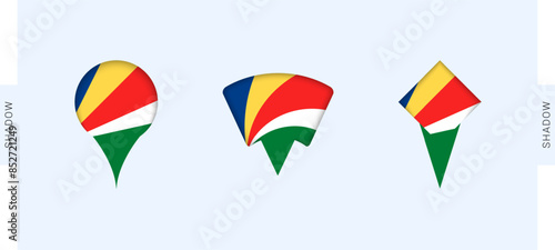 Seychelles Map Markers Set. Perfect for projects related to Seychelles, travel, geography, and international representation.