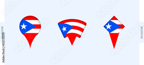 Puerto Rico Map Markers Set. Perfect for projects related to Puerto Rico, travel, geography, and international representation.