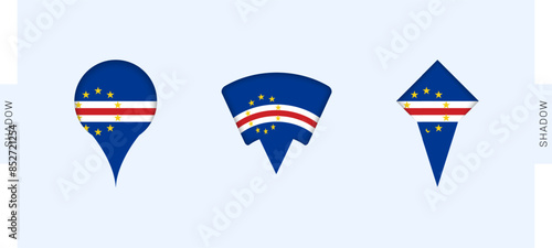 Cape Verde Map Markers Set. Perfect for projects related to Cape Verde, travel, geography, and international representation.