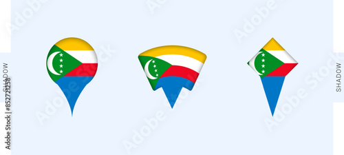 Comoros Map Markers Set. Perfect for projects related to Comoros, travel, geography, and international representation.