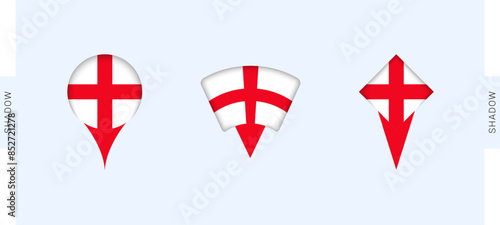 England Map Markers Set. Perfect for projects related to England, travel, geography, and international representation.