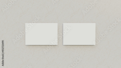 White blank business cards mock up. Composition of two cards for layout design. Front and back view. © HalukYakup