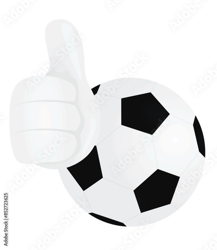 Ball with thumb up. vector