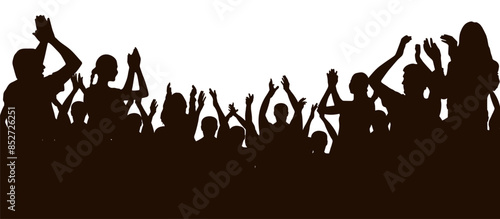 Support group, silhouette of applauding crowd people. Vector illustration