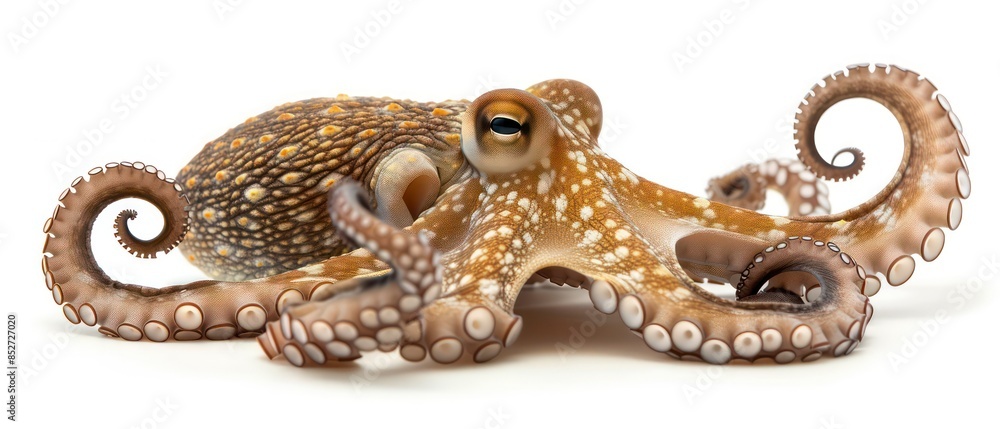 Obraz premium Octopus Illustration, anatomically accurate depiction of an octopus, capturing its natural form and texture against a plain white background