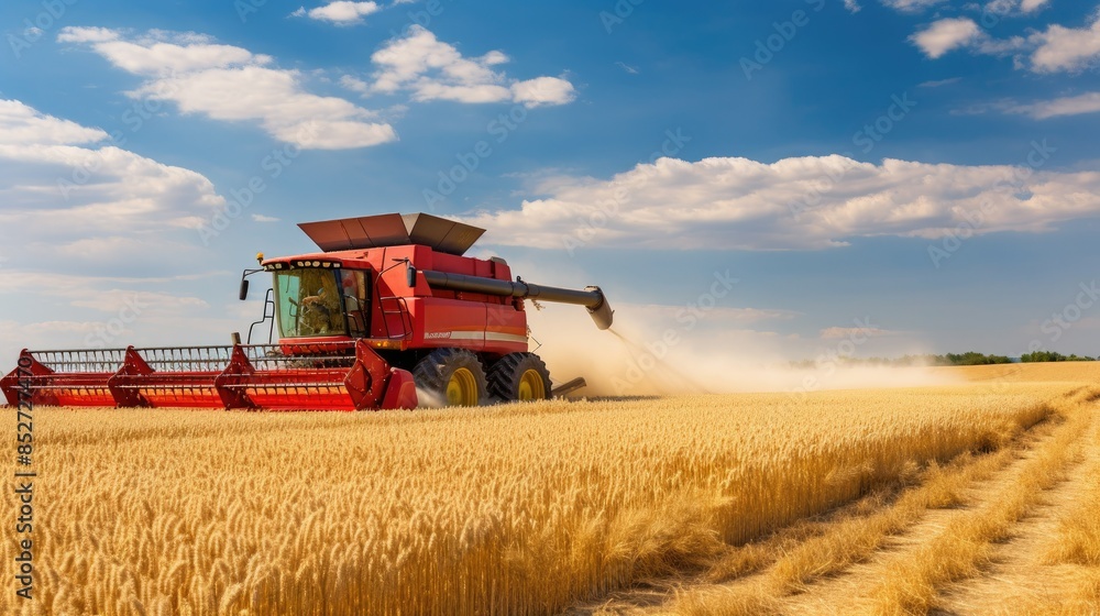 Fototapeta premium combine harvester on field