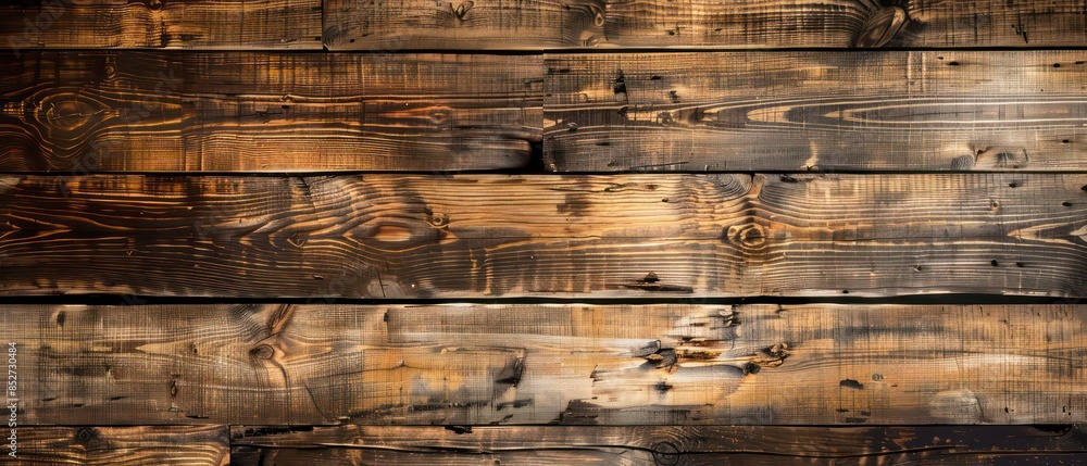 Old wooden plank with a rough texture, showcasing natural patterns and brown hues Old wooden plank with a rough texture, showcasing natural patterns and brown hues