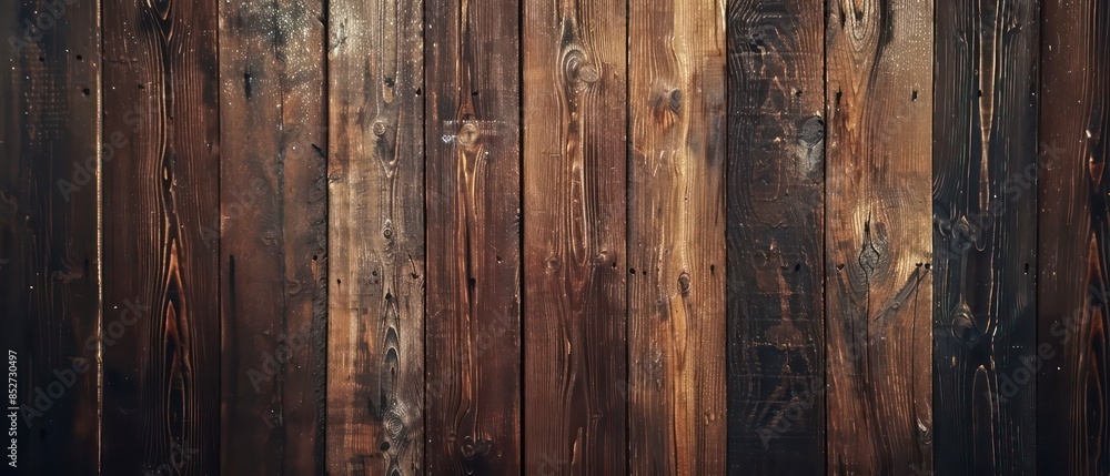 Old wooden plank with a rough texture, showcasing natural patterns and brown hues Old wooden plank with a rough texture, showcasing natural patterns and brown hues