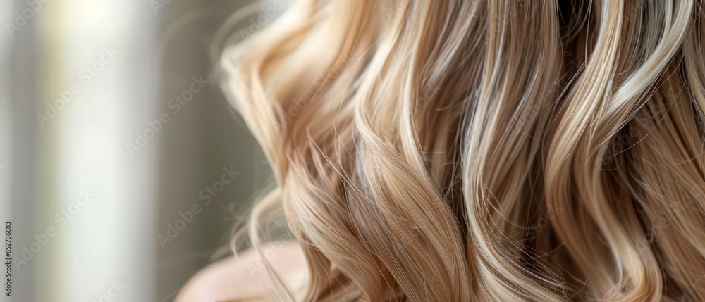 A woman with long, blonde hair showcasing a fashionable hairstyle and glamorous profile A woman with long, blonde hair showcasing a fashionable hairstyle and glamorous profile