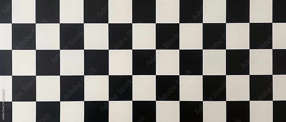 Fototapeta premium Classic checkered design with alternating black and white squares on a textured board