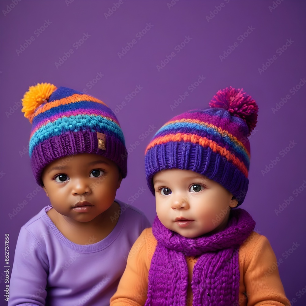 Multiethnic babies dressed in diverse colours on an isolated purple background with copy space, representing multi ethnic friendship and diversity banner poster header design
Multiethnic babies dressed in diverse colours on an isolated purple background with copy space, representing multi ethnic friendship and diversity banner poster header design