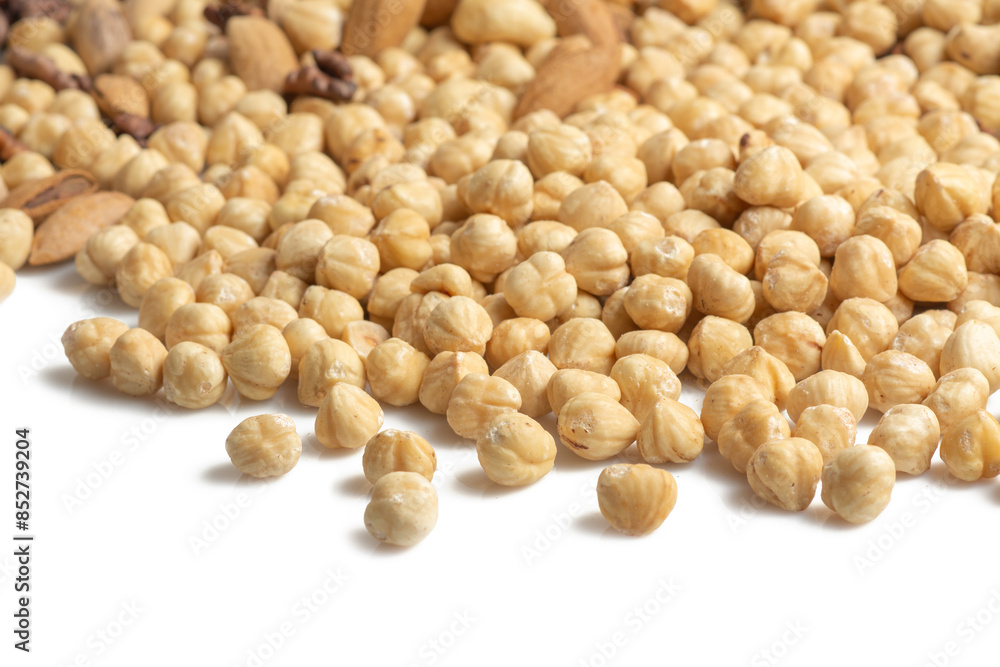 assorted nuts and seeds on white background: walnuts, almonds, hazelnuts, cashews, pistachios assorted nuts and seeds on white background: walnuts, almonds, hazelnuts, cashews, pistachios